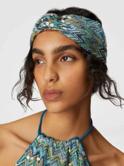 Bandeau en viscose lamée zigzag avec paillettes