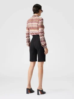 Bermuda en coton et viscose zigzag ton sur ton