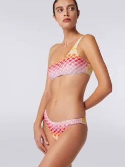Bikini à épaule dénudée à effet dentelle dégradé avec lurex