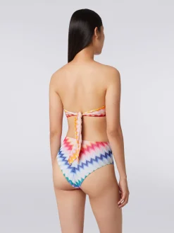Bikini avec slip taille haute en tissu à imprimé zig zag