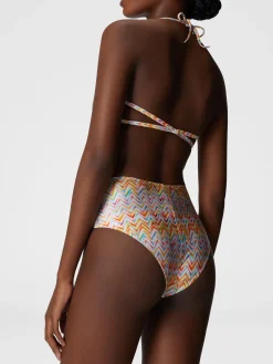 Bikini avec slip taille haute et motif zigzag