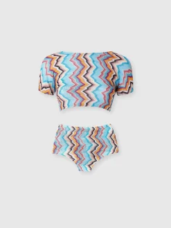 Bikini avec top t-shirt et motif zigzag