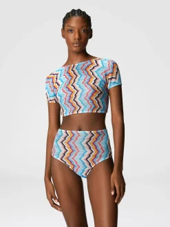 Bikini avec top t-shirt et motif zigzag