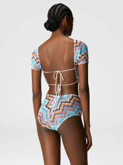 Bikini avec top t-shirt et motif zigzag
