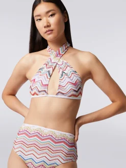 Bikini en crochet avec lurex et slip à taille montante