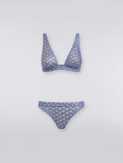 Bikini en viscose effet dentelle avec finition lucide