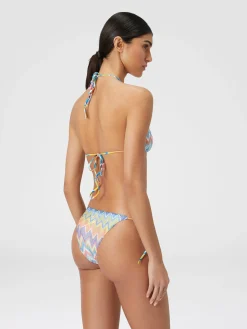 Bikini en viscose mélangée à zig-zag avec lurex