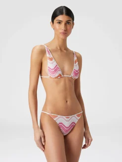 Bikini en viscose mélangée à motif chevrons avec lurex