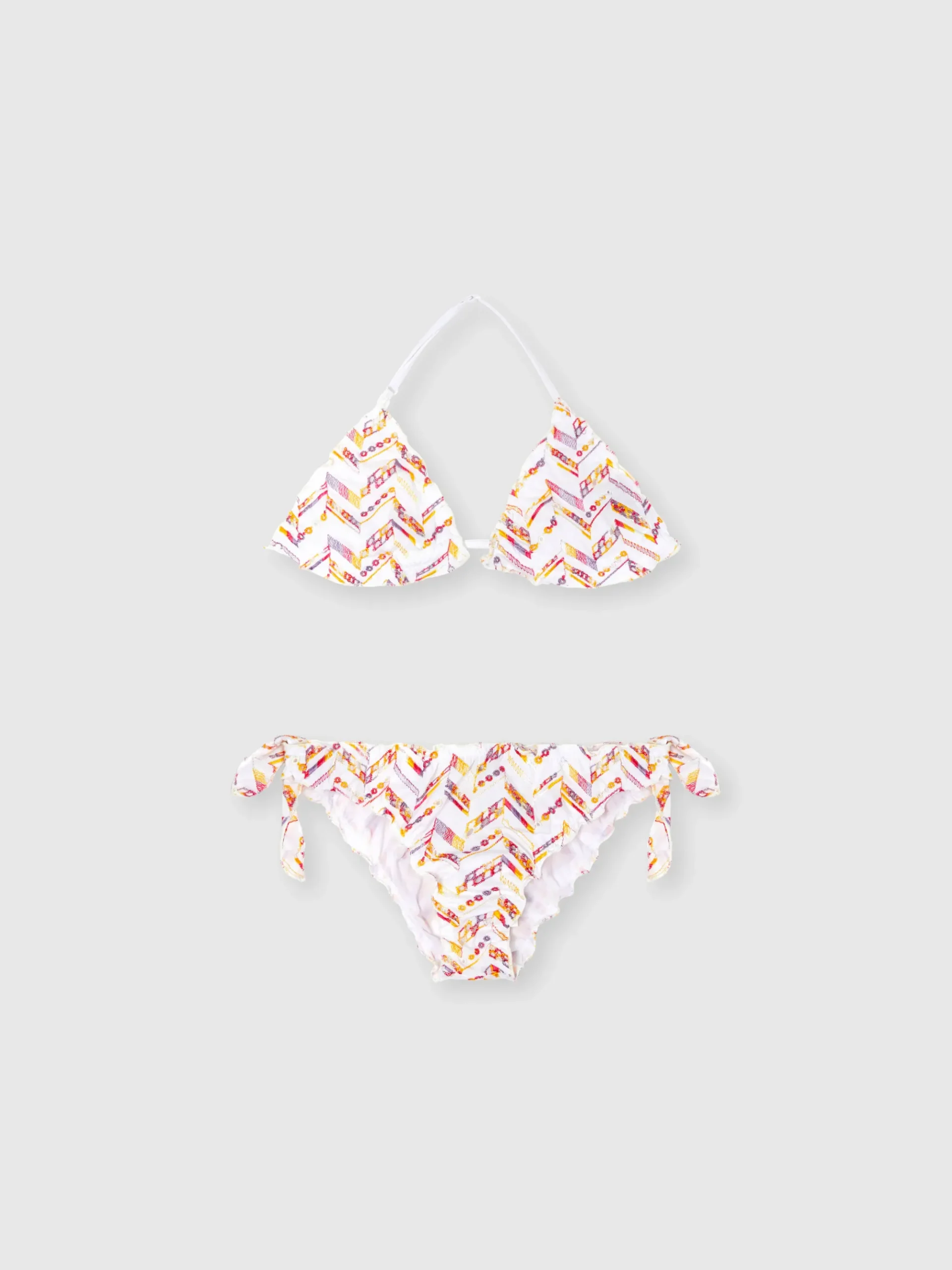 Bikini triangle avec broderie zigzag en 100 % coton