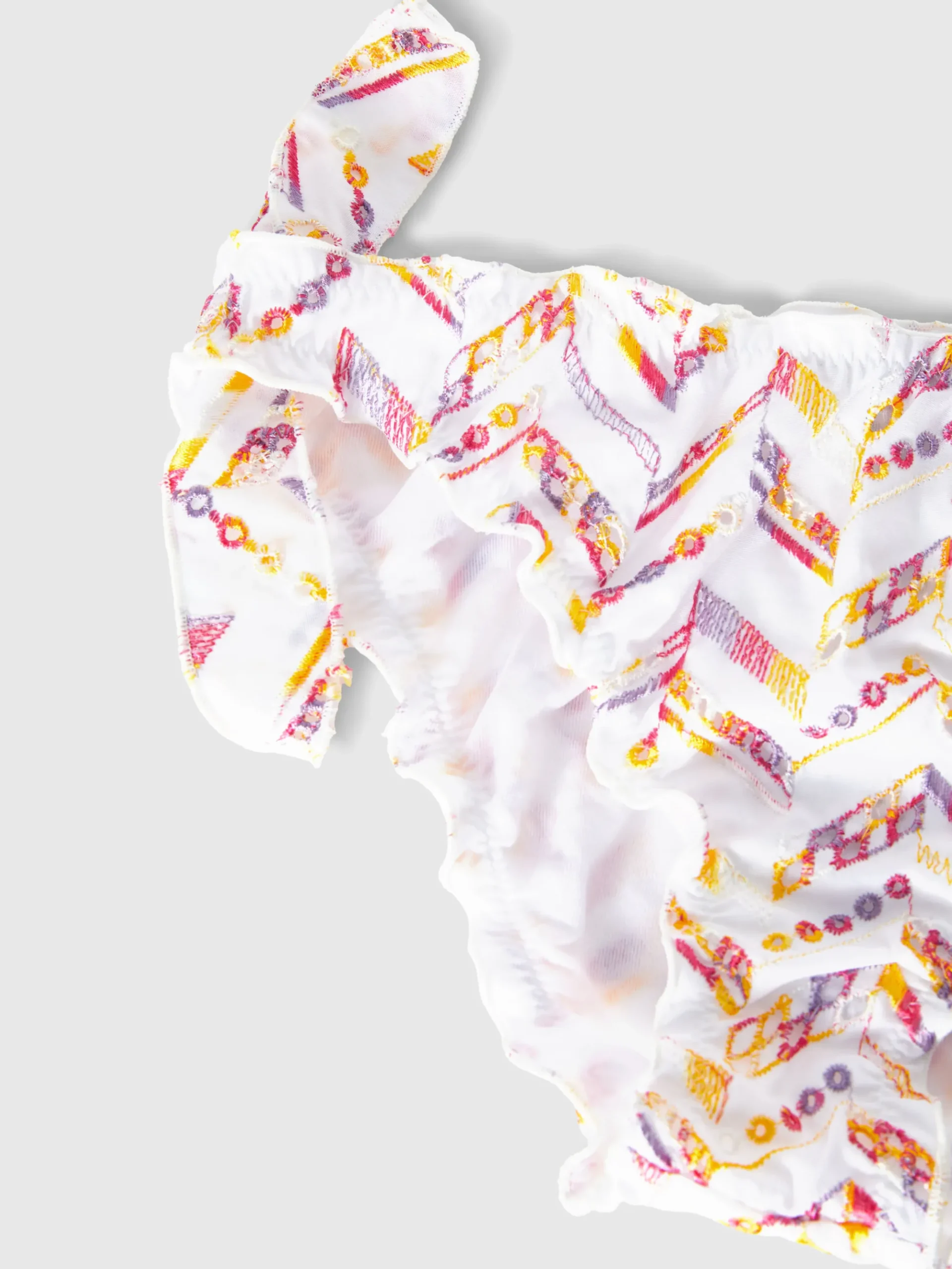 Bikini triangle avec broderie zigzag en 100 % coton