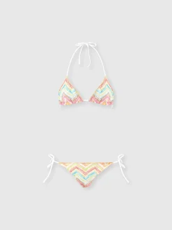 Bikini triangle en tulle imprimé