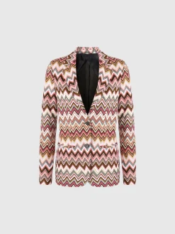 Blazer à simple boutonnage en coton et viscose zigzag