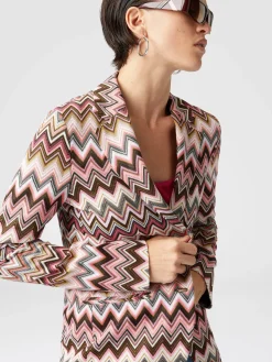Blazer à simple boutonnage en coton et viscose zigzag