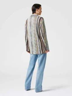 Blazer croisé en viscose flammée lamée rayée