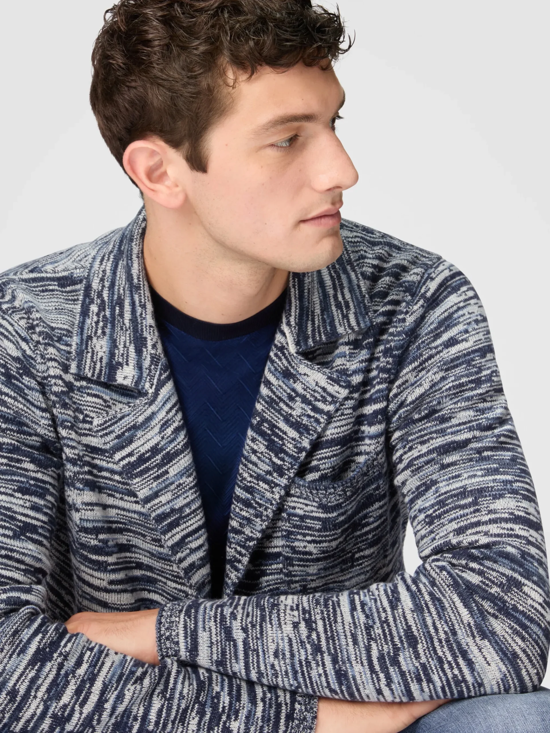 Blazer en cachemire chiné déstructuré