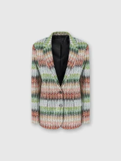 Blazer en maille zig zag dégradé à sequins