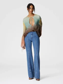 Blouse en dentelle dégradée avec décolleté en V