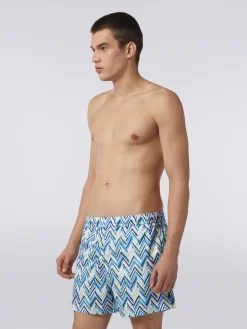 Boxer de bain avec imprimé à zig zag à effet peinture
