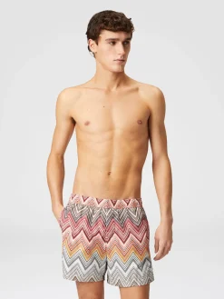 Boxer de bain avec imprimé macro zig zag