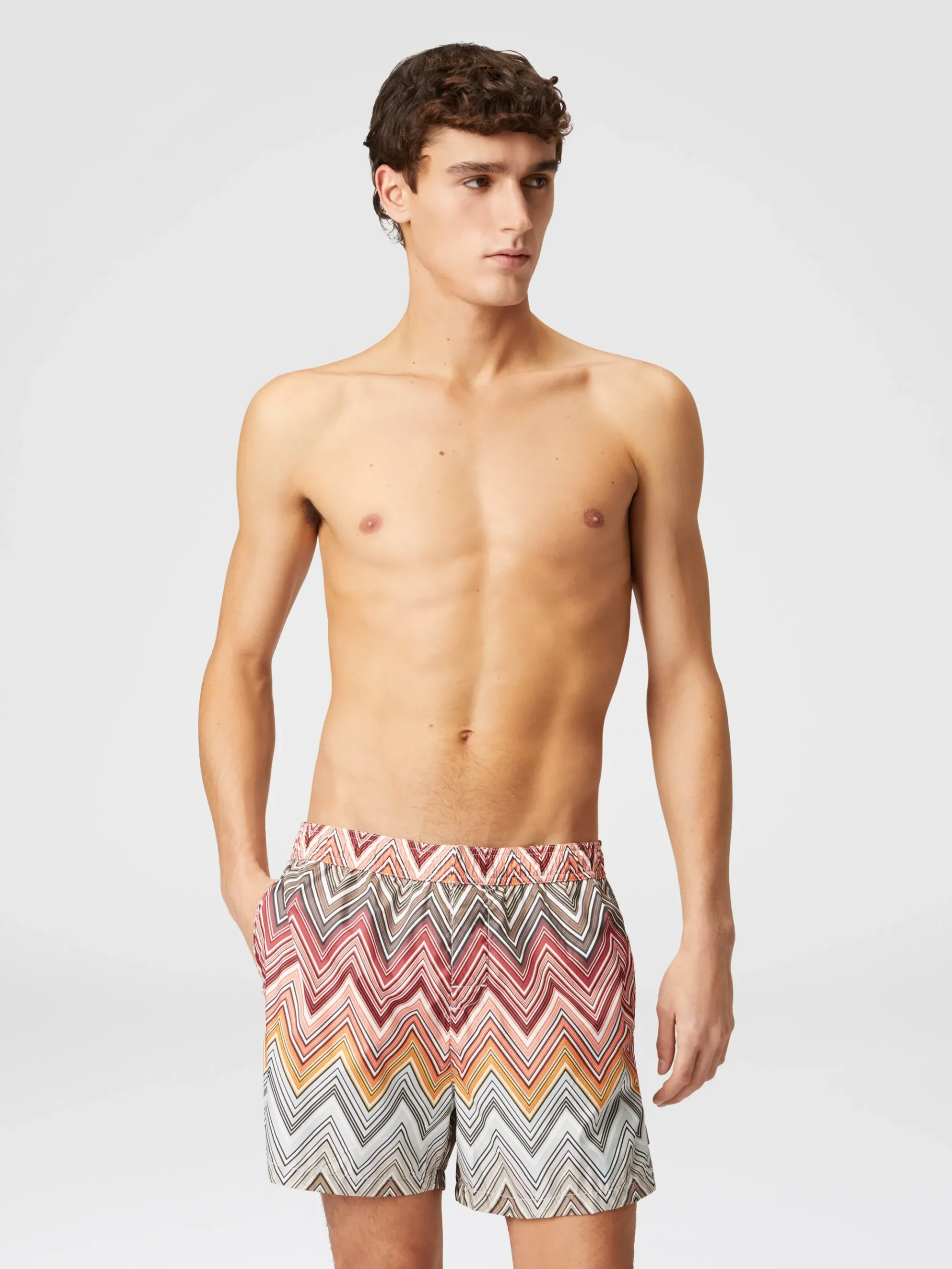 Boxer de bain avec imprimé macro zig zag