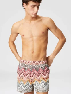 Boxer de bain avec imprimé macro zig zag