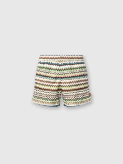 Boxer de bain en nylon à imprimé zig zag