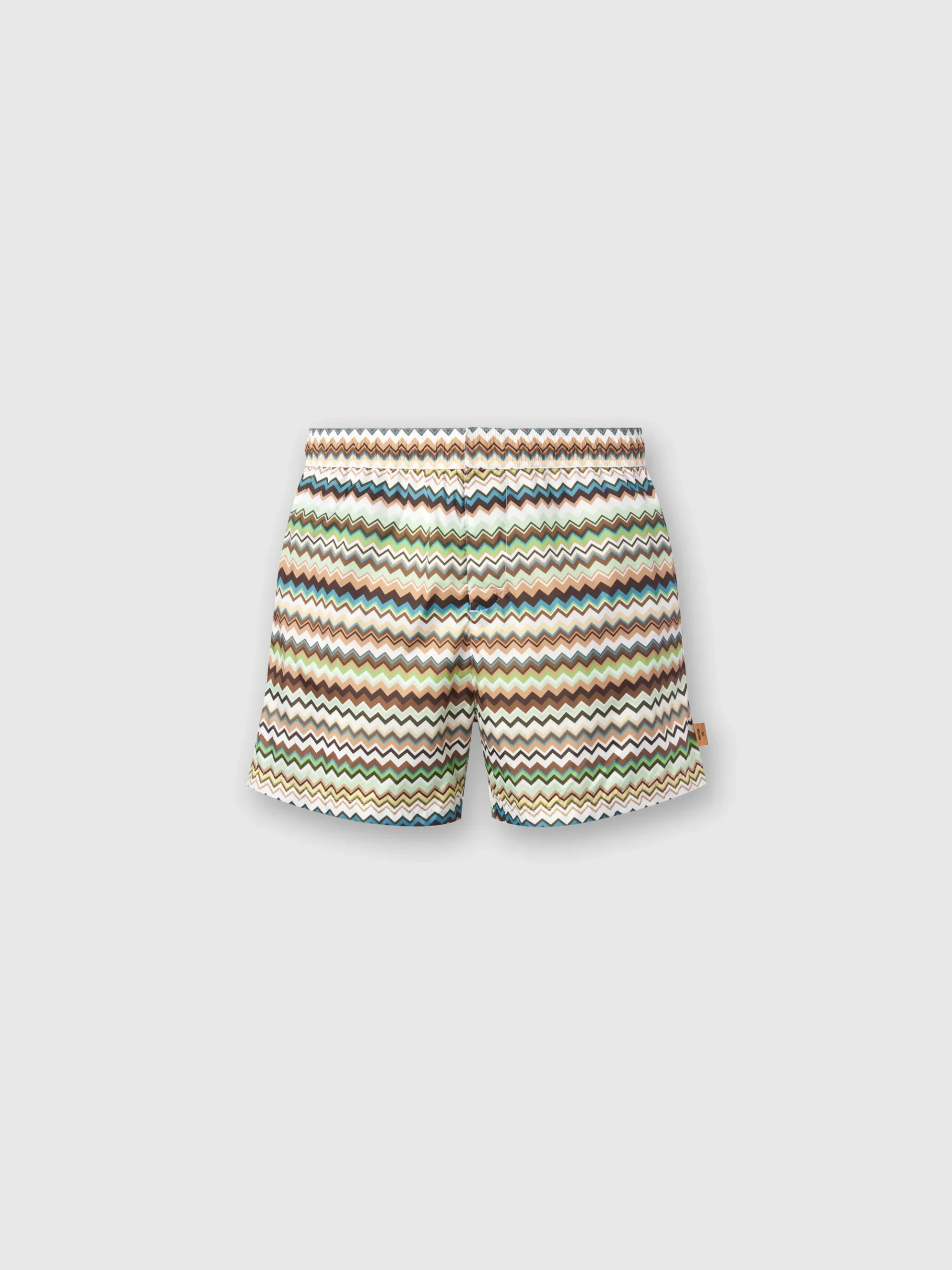Boxer de bain en nylon à imprimé zig zag