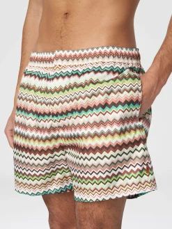 Boxer de bain en nylon à imprimé zig zag