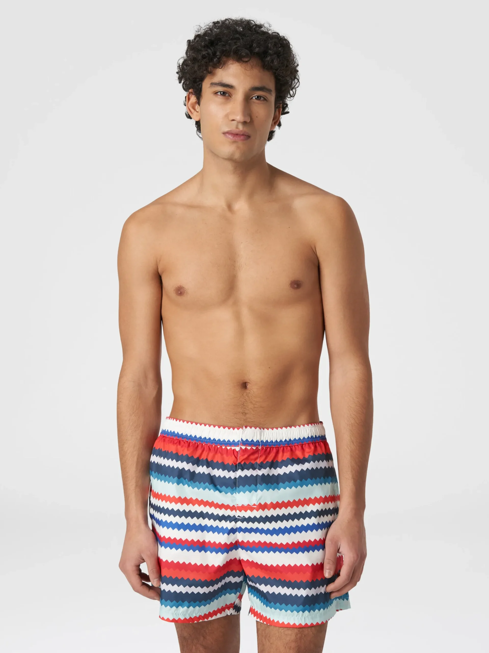Boxer de bain en nylon à imprimé micro zig zag