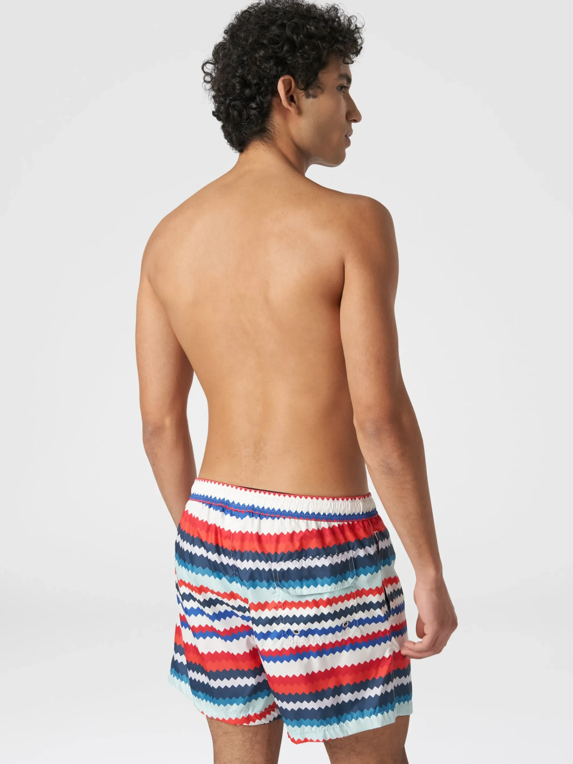 Boxer de bain en nylon à imprimé micro zig zag