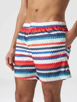 Boxer de bain en nylon à imprimé micro zig zag