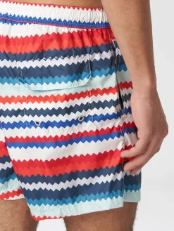 Boxer de bain en nylon à imprimé micro zig zag