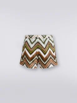 Boxer de bain en nylon avec motif macro zig zag dégradé