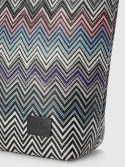 Cabas en coton zig zag avec doubles poignées