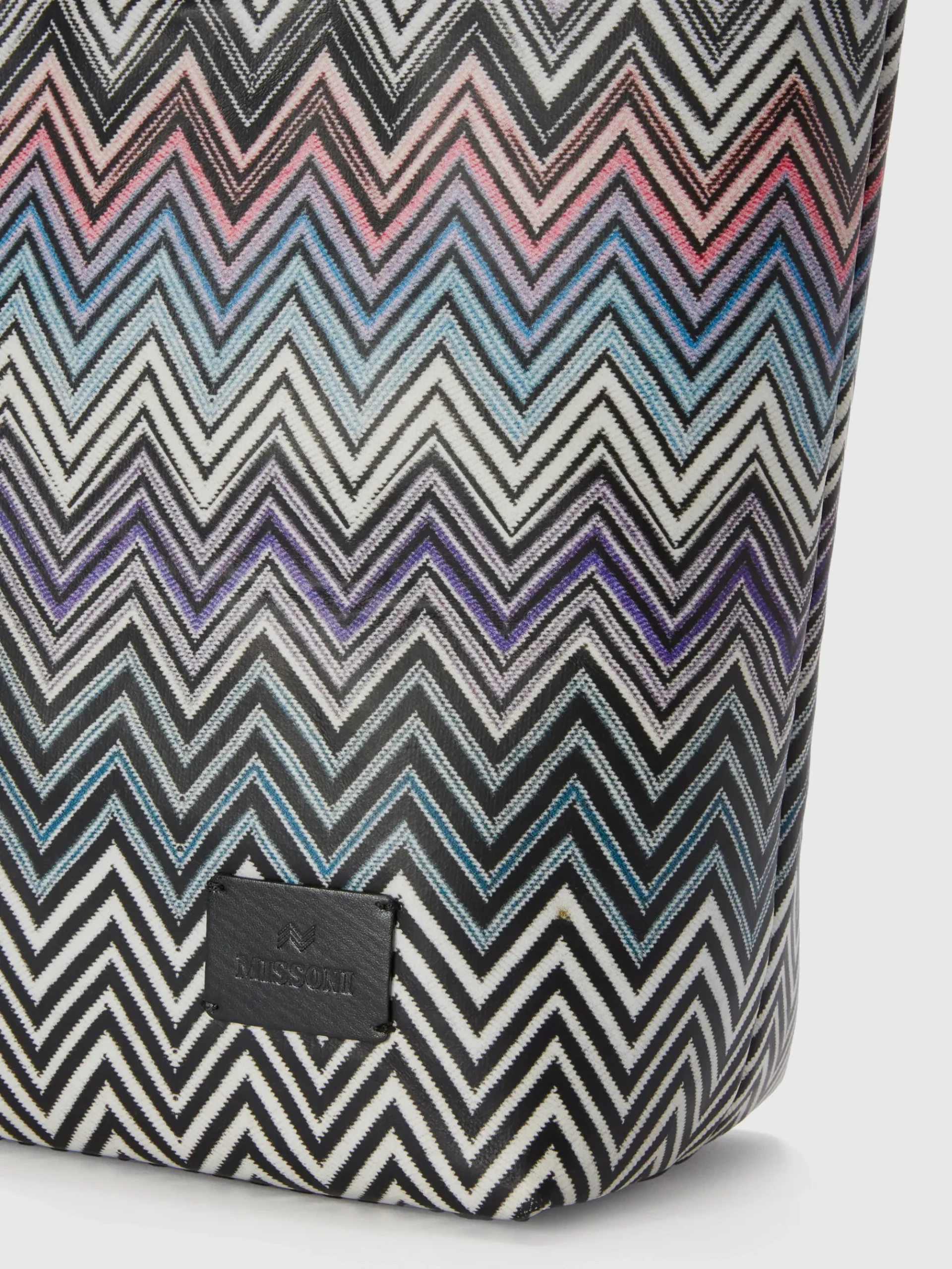 Cabas en coton zig zag avec doubles poignées