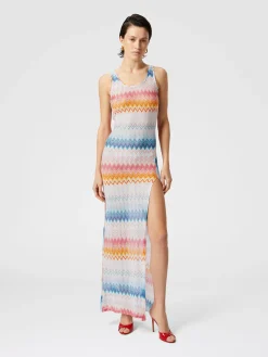 Cache-mire long en viscose zigzag lamé