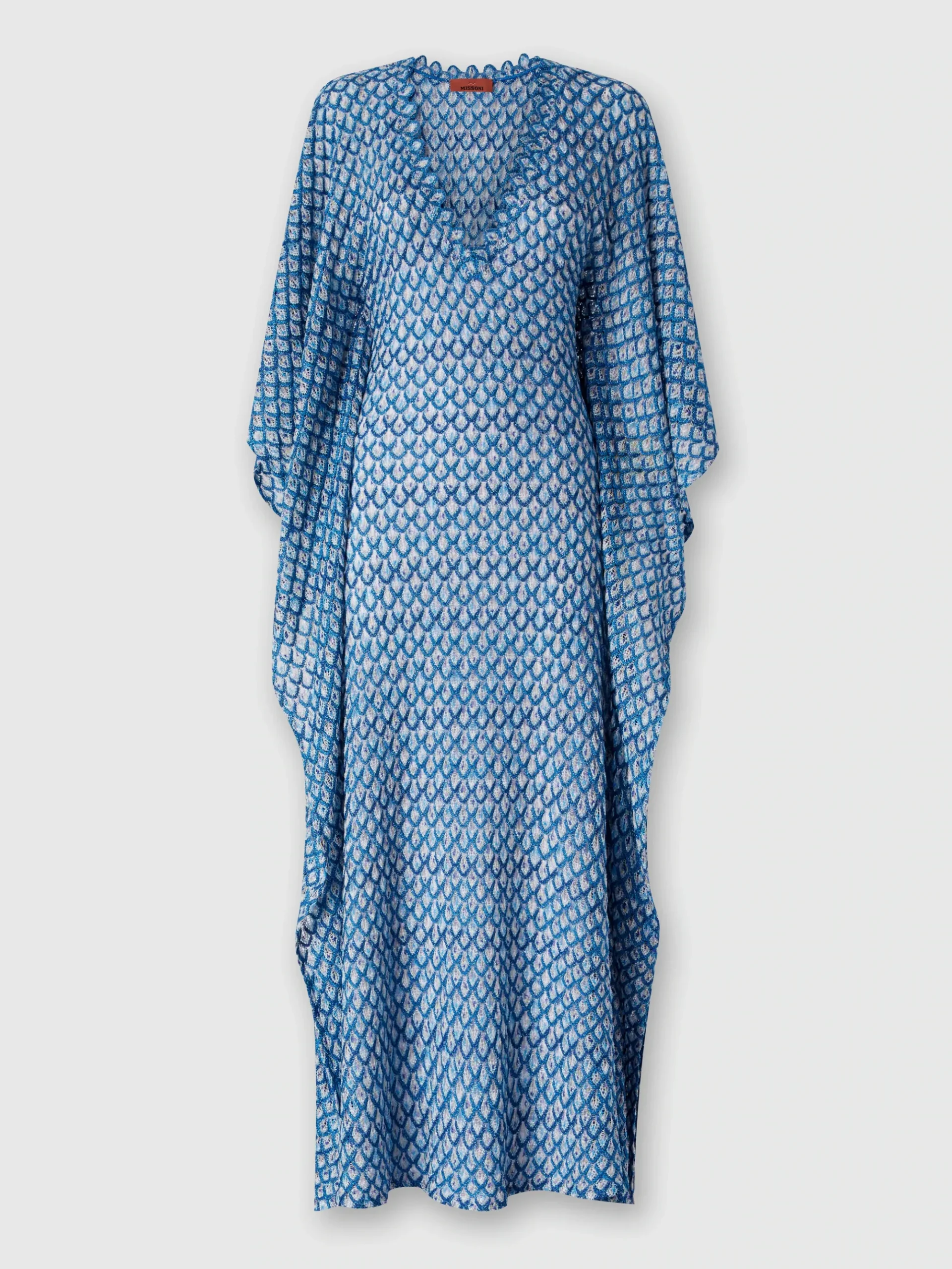 Caftan à motif coquillage lamé de viscose avec manches chauve-souris