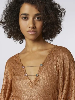 Caftan court à effet dentelle