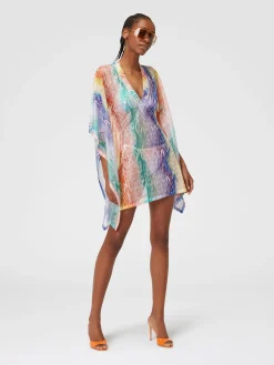 Caftan court à imprimé tie and dye