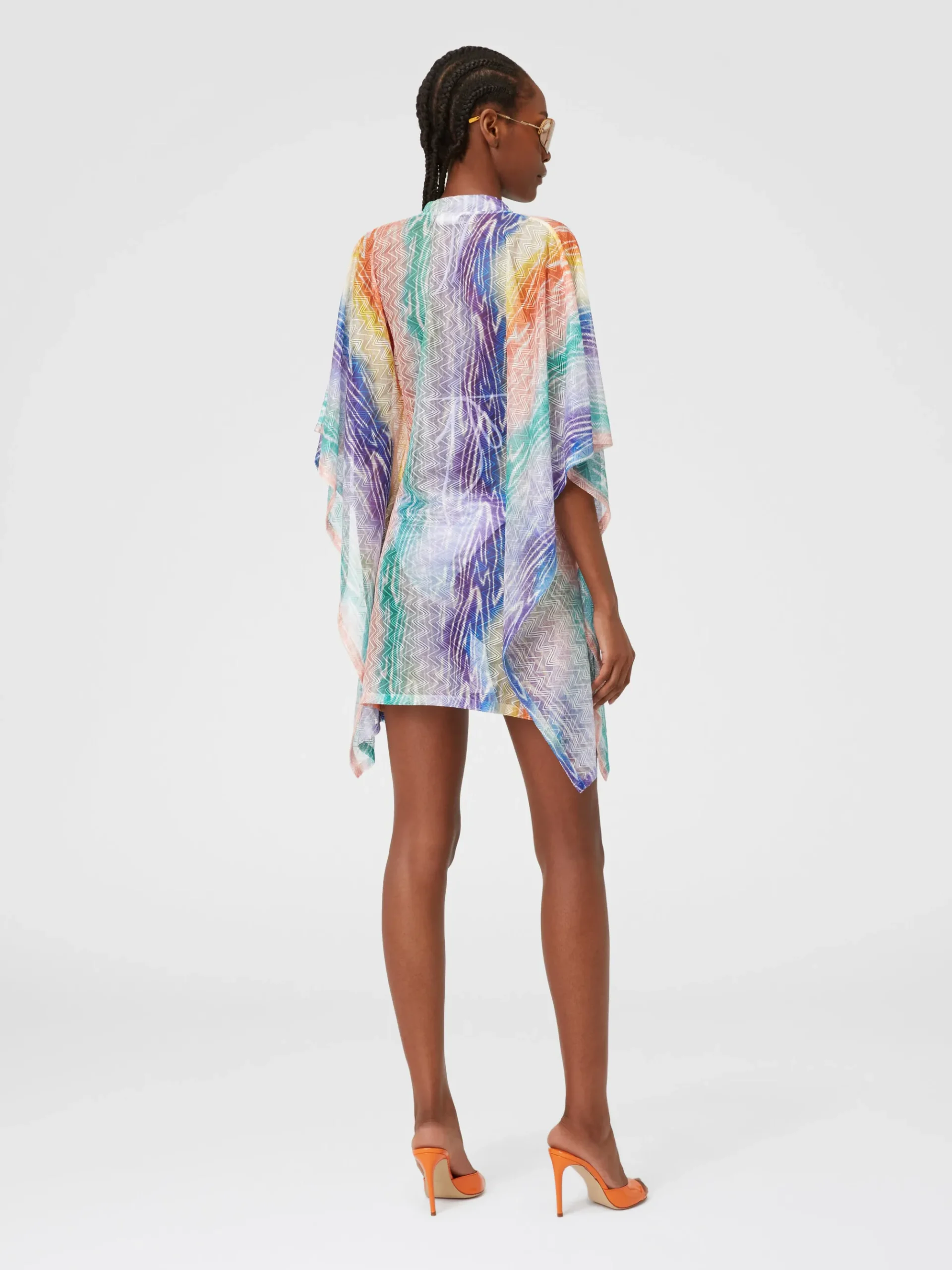 Caftan court à imprimé tie and dye