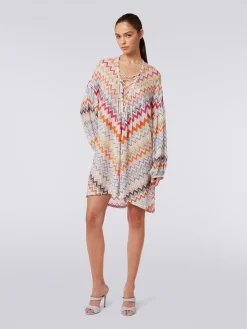 Caftan court avec motif à zig-zag et lurex
