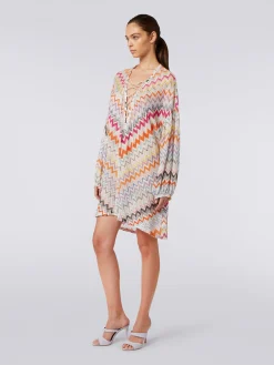 Caftan court avec motif à zig-zag et lurex