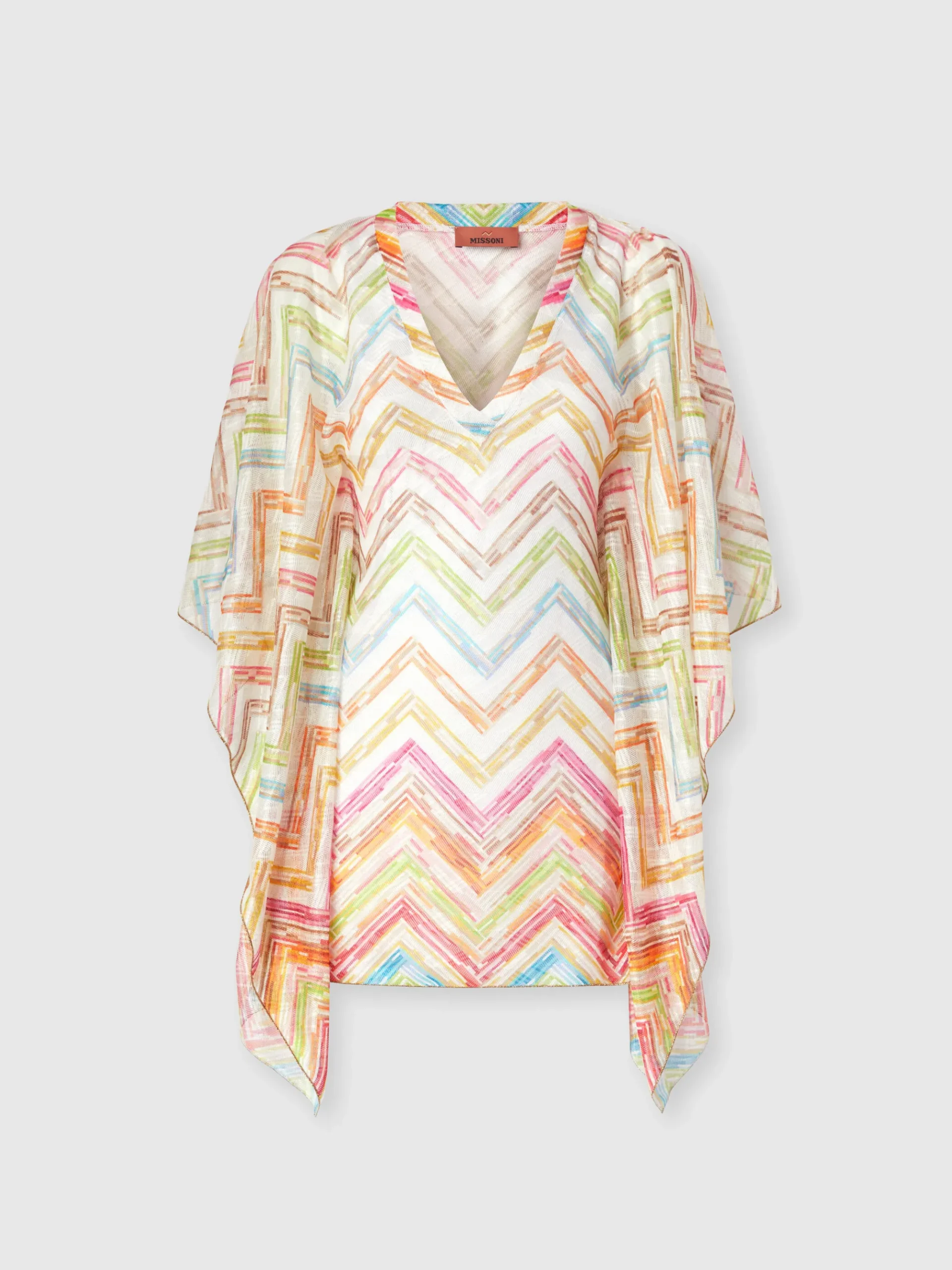 Caftan court couvert en tulle imprimé