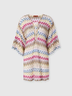 Caftan court couvrant en dentelle de viscose lamée