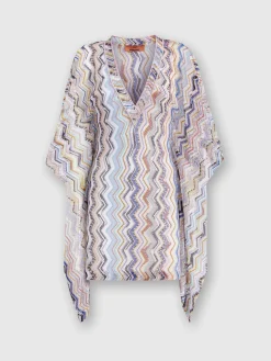 Caftan court en crochet à zig zag avec lurex