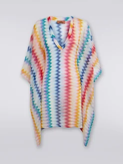 Caftan court en viscose à zig zag avec lurex