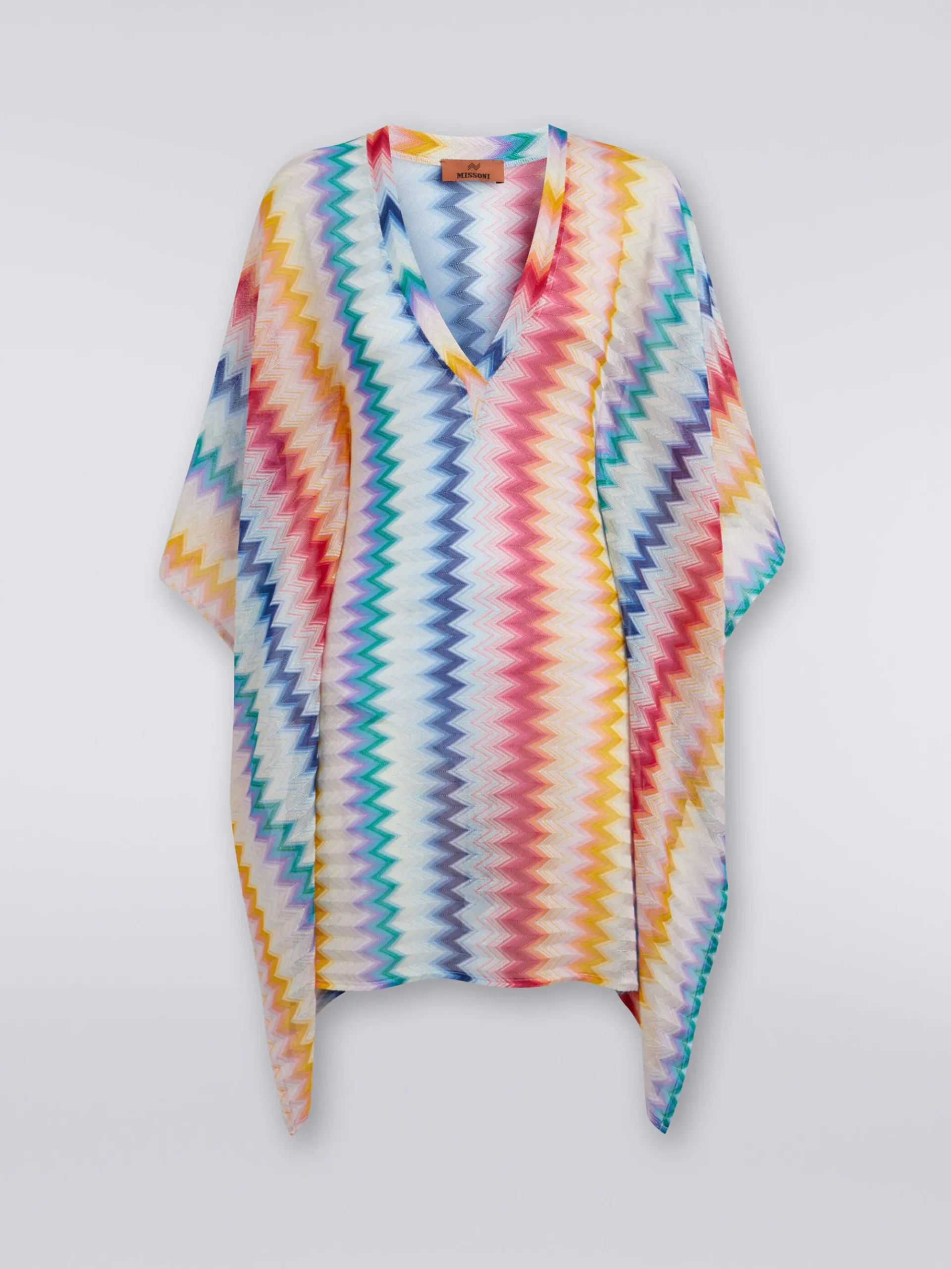 Caftan court en viscose à zig zag avec lurex