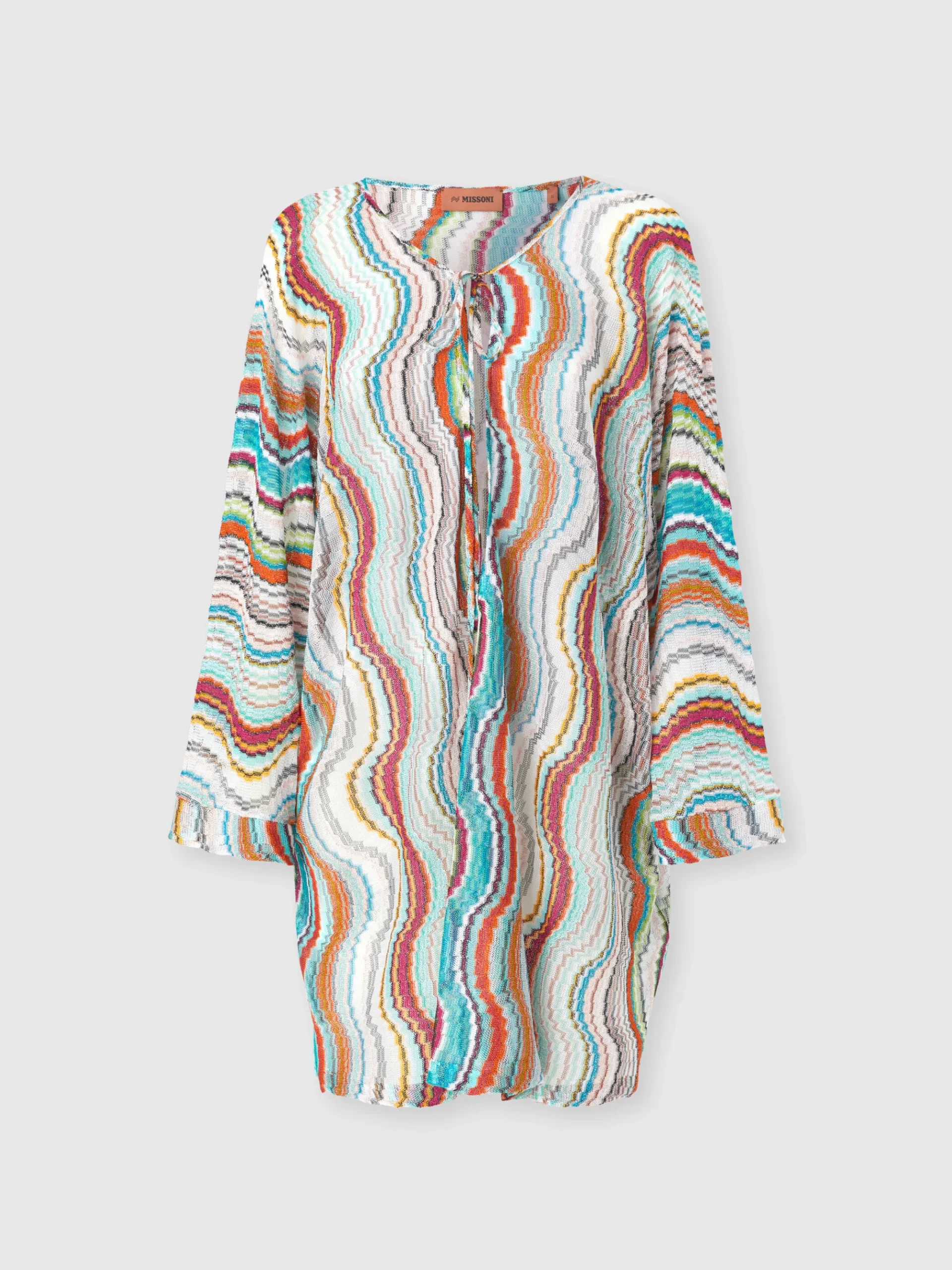 Caftan couvrant à manches longues avec motif vague lamé