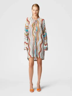 Caftan couvrant à manches longues avec motif vague lamé