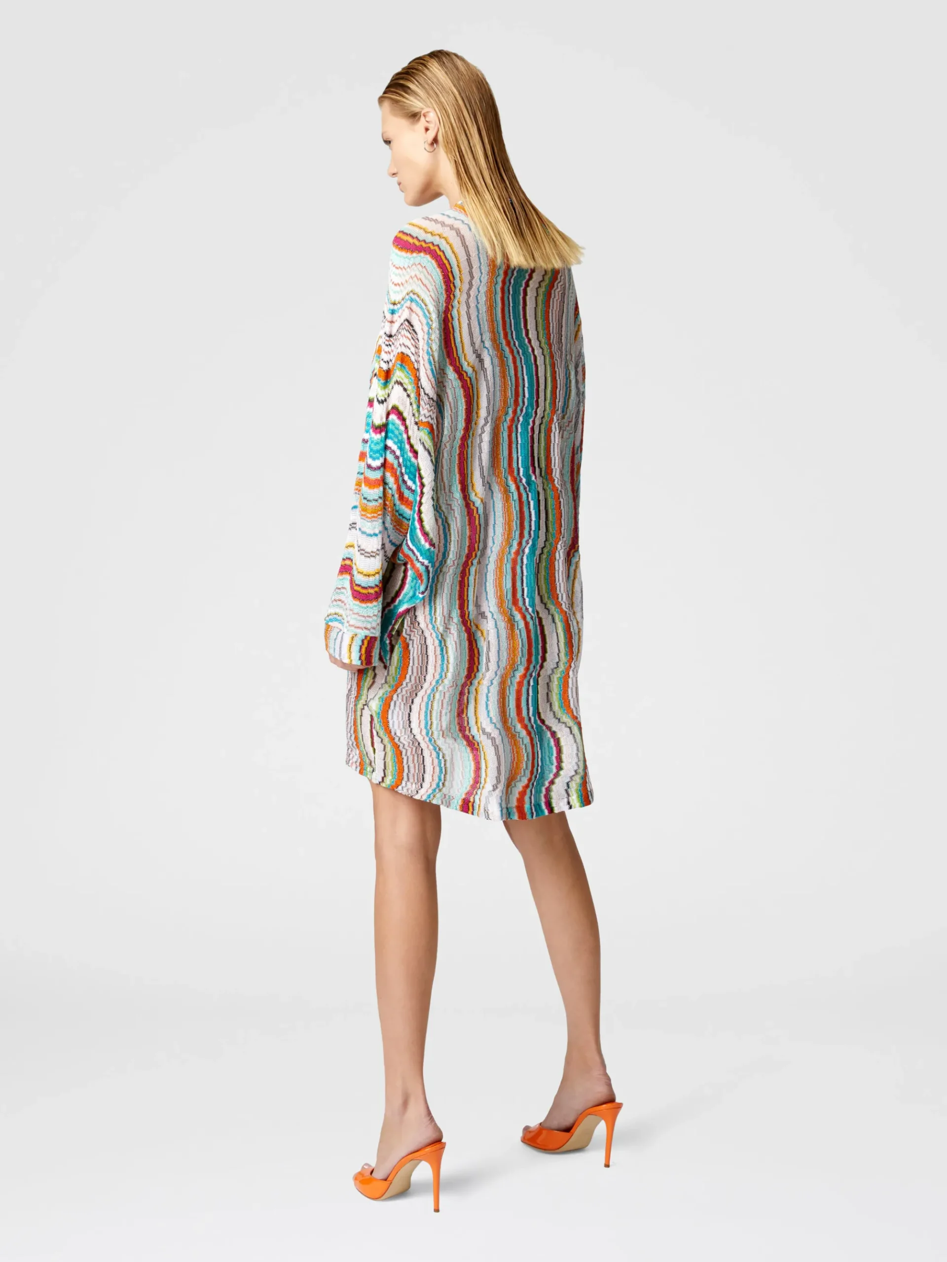 Caftan couvrant à manches longues avec motif vague lamé